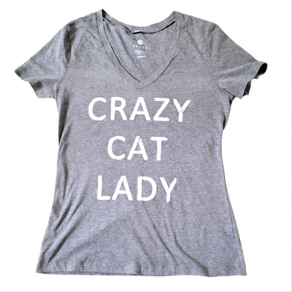EC "CRAZY CAT LADY" V-NECK SHIRT SZ.M